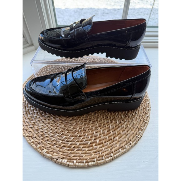 Franco Sarto Cassandra Black Patent Leather Penny Loafer Shoes Women's 8 NWOT - Picture 3 of 9